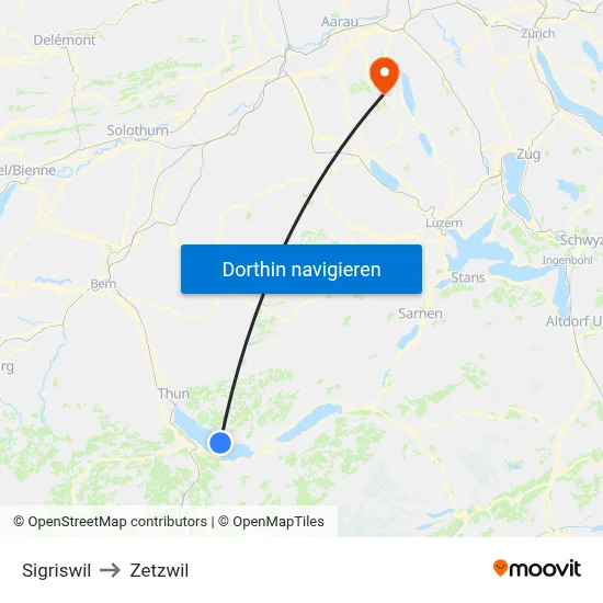 Sigriswil to Zetzwil map