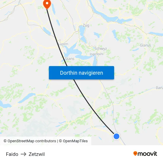 Faido to Zetzwil map