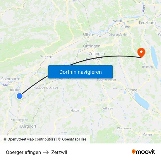 Obergerlafingen to Zetzwil map