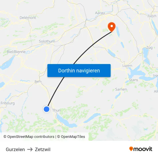 Gurzelen to Zetzwil map
