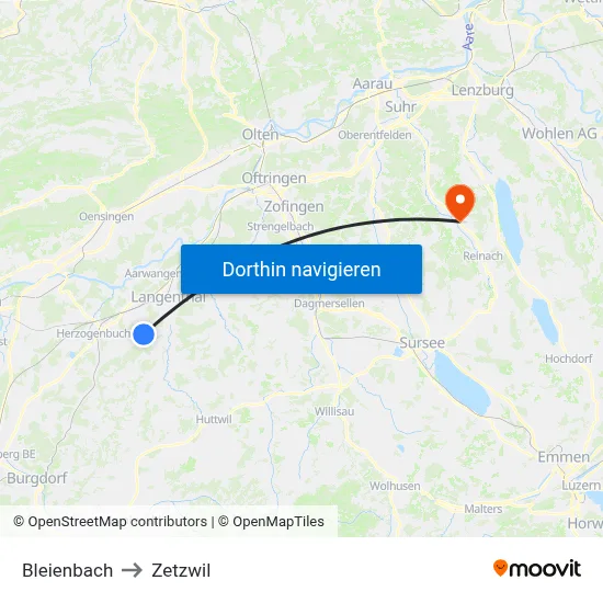 Bleienbach to Zetzwil map