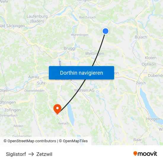 Siglistorf to Zetzwil map