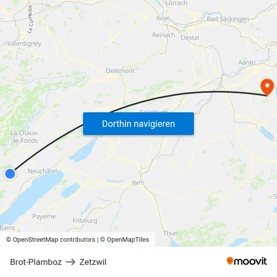 Brot-Plamboz to Zetzwil map