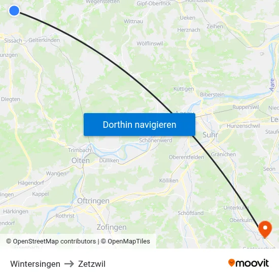 Wintersingen to Zetzwil map