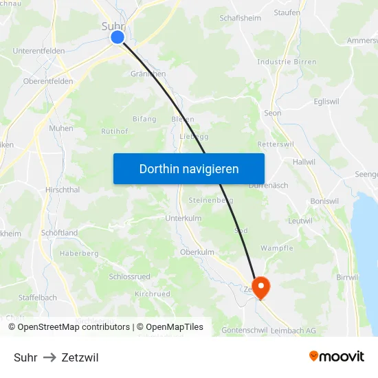 Suhr to Zetzwil map