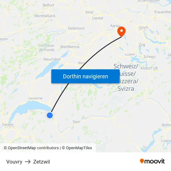 Vouvry to Zetzwil map