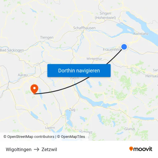 Wigoltingen to Zetzwil map