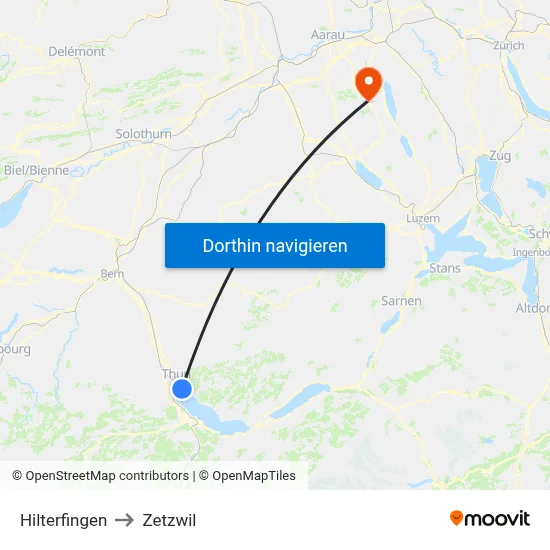 Hilterfingen to Zetzwil map