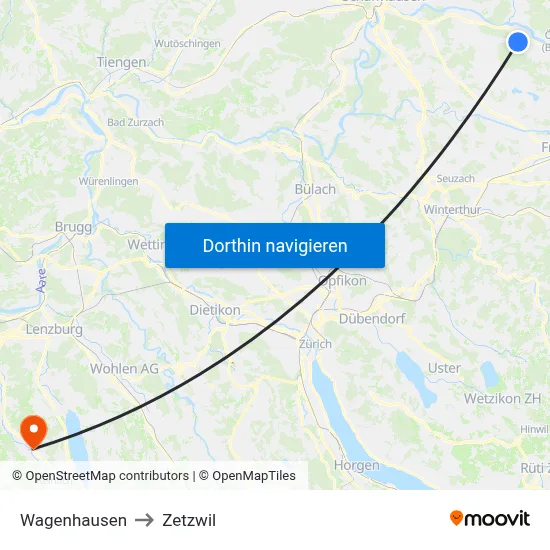 Wagenhausen to Zetzwil map