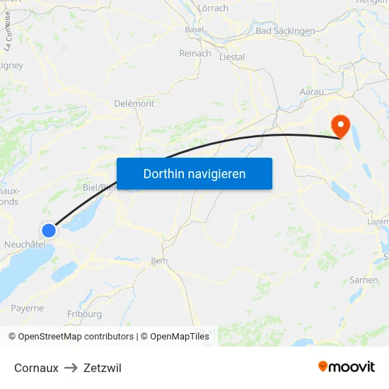 Cornaux to Zetzwil map