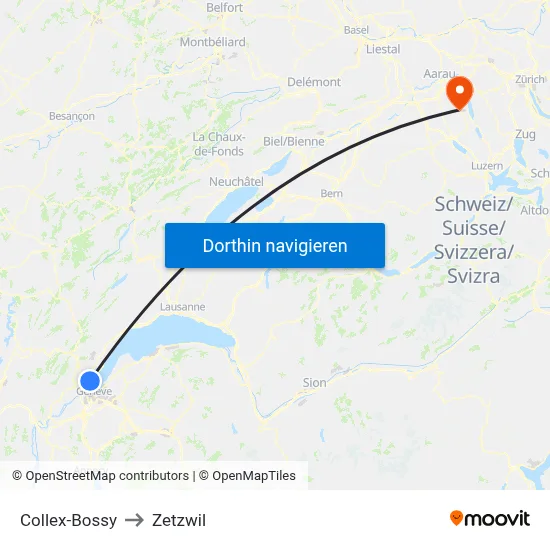Collex-Bossy to Zetzwil map