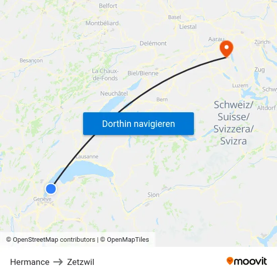 Hermance to Zetzwil map