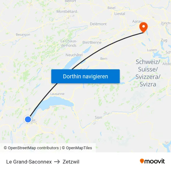 Le Grand-Saconnex to Zetzwil map