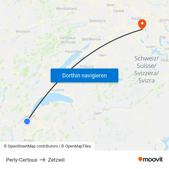Perly-Certoux to Zetzwil map