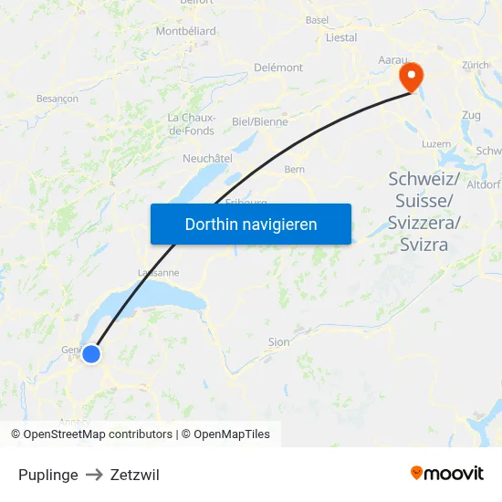 Puplinge to Zetzwil map