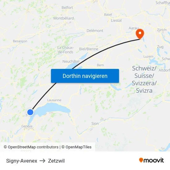 Signy-Avenex to Zetzwil map