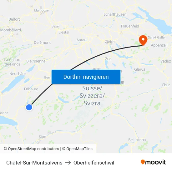 Châtel-Sur-Montsalvens to Oberhelfenschwil map
