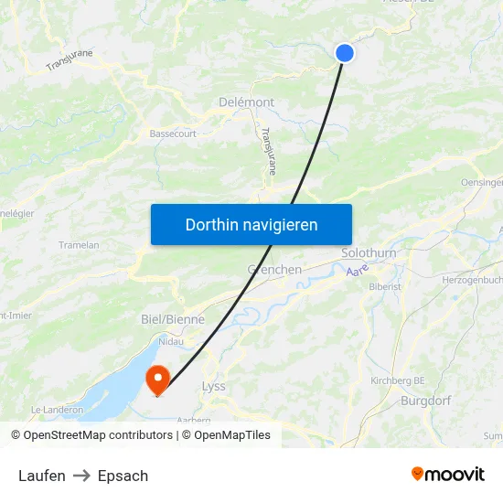 Laufen to Epsach map