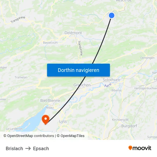 Brislach to Epsach map