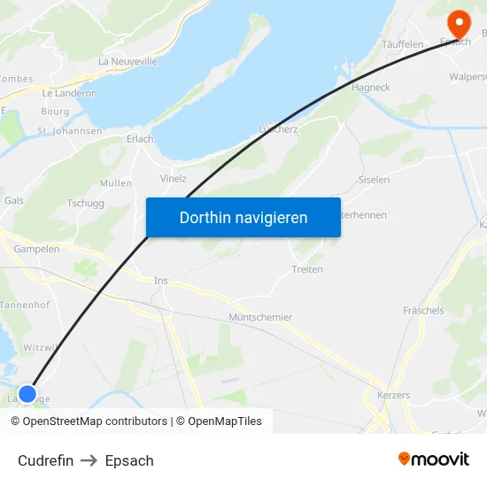 Cudrefin to Epsach map
