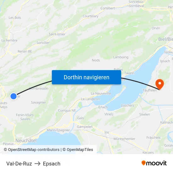 Val-De-Ruz to Epsach map