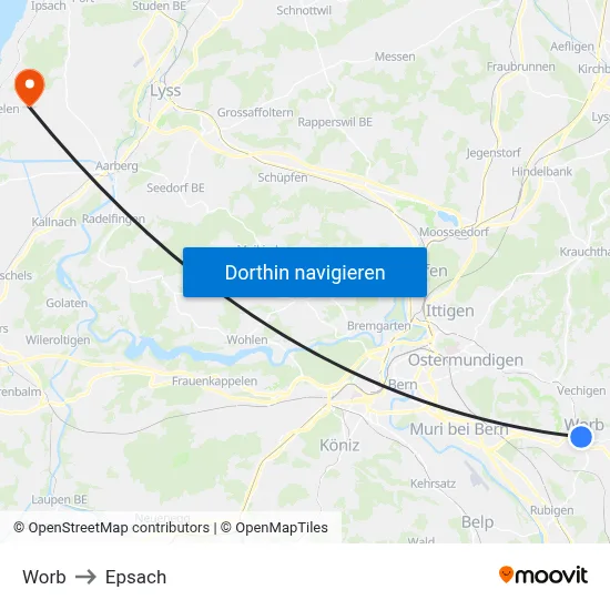 Worb to Epsach map