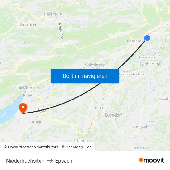 Niederbuchsiten to Epsach map
