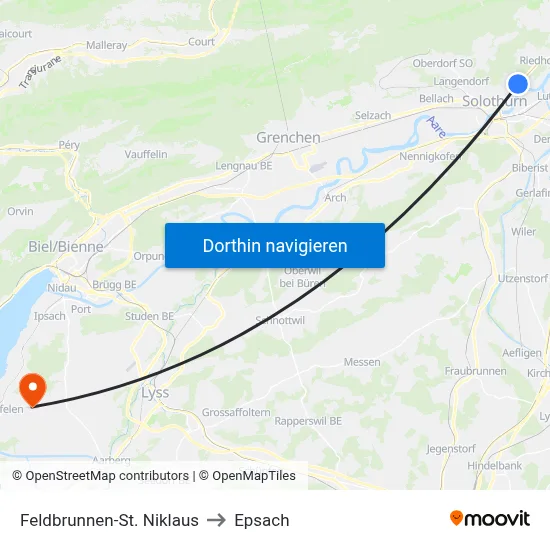 Feldbrunnen-St. Niklaus to Epsach map