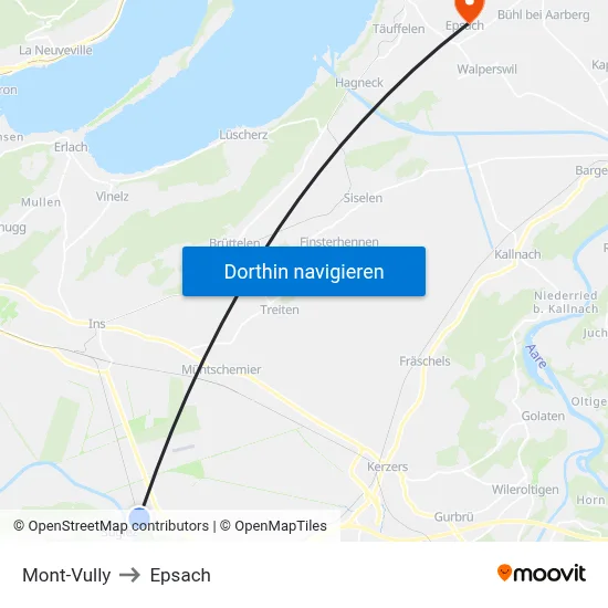 Mont-Vully to Epsach map
