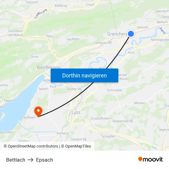 Bettlach to Epsach map