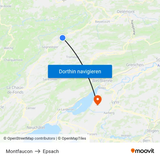 Montfaucon to Epsach map
