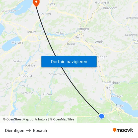 Diemtigen to Epsach map