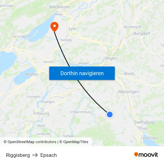 Riggisberg to Epsach map