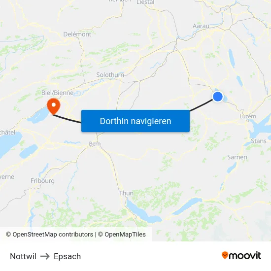 Nottwil to Epsach map