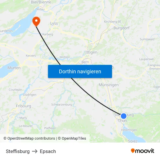 Steffisburg to Epsach map