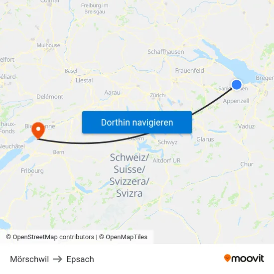 Mörschwil to Epsach map