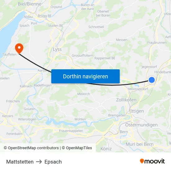 Mattstetten to Epsach map