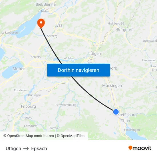 Uttigen to Epsach map