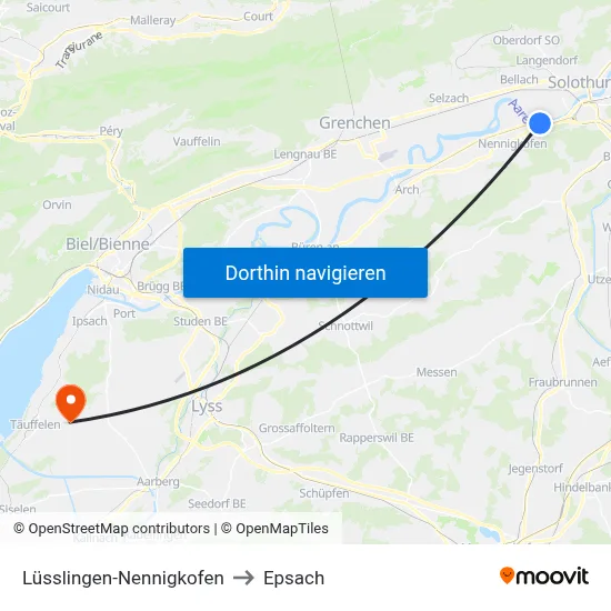 Lüsslingen-Nennigkofen to Epsach map