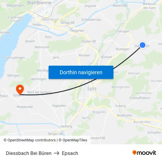 Diessbach Bei Büren to Epsach map