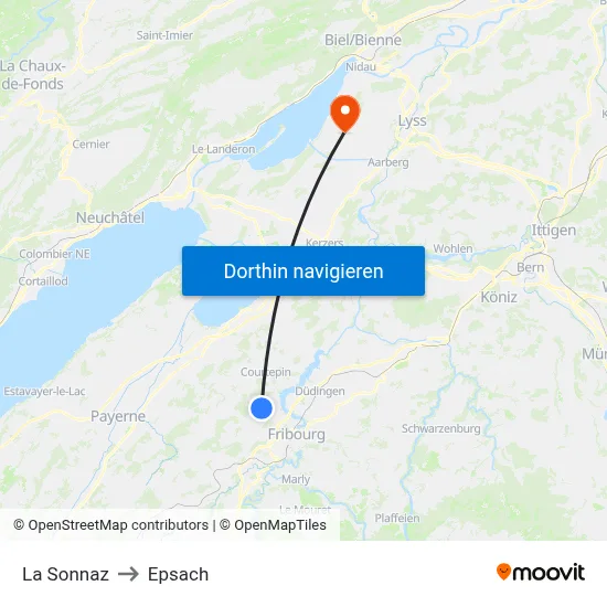 La Sonnaz to Epsach map
