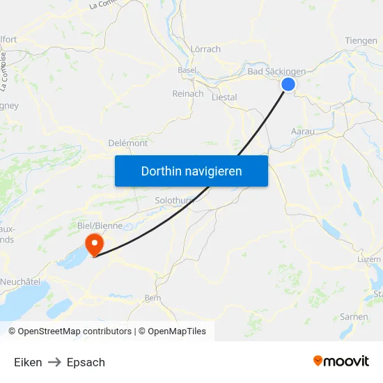 Eiken to Epsach map