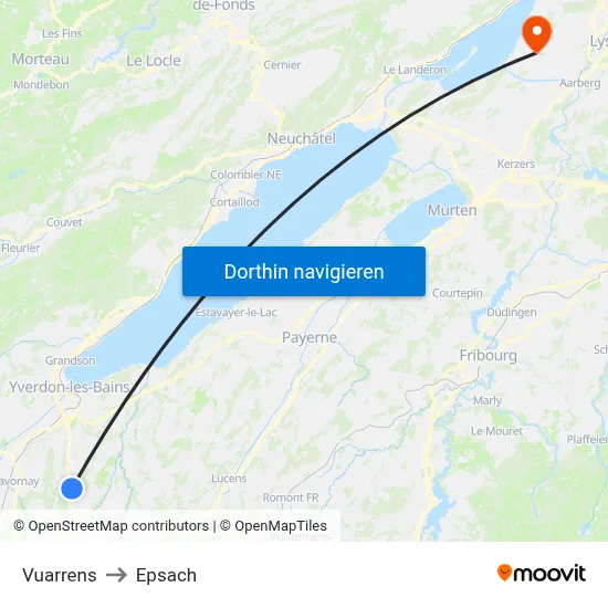 Vuarrens to Epsach map