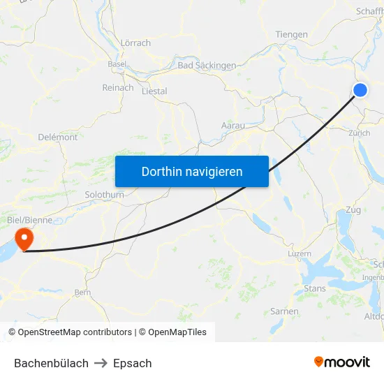 Bachenbülach to Epsach map