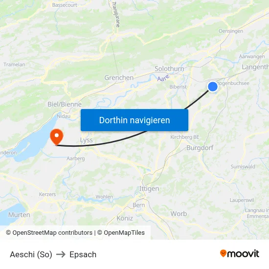 Aeschi (So) to Epsach map