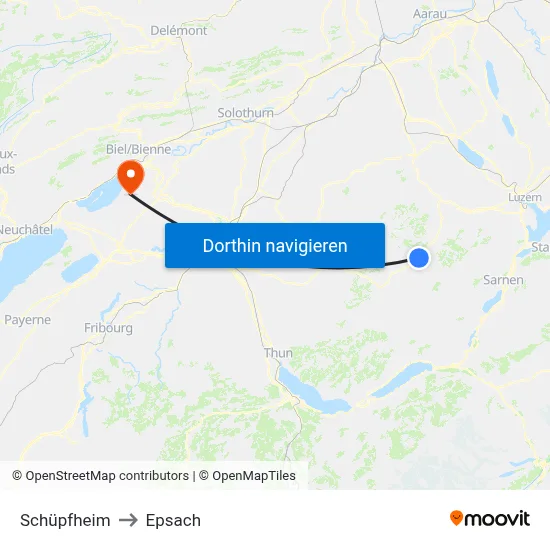 Schüpfheim to Epsach map