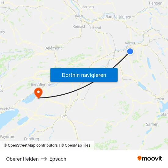 Oberentfelden to Epsach map