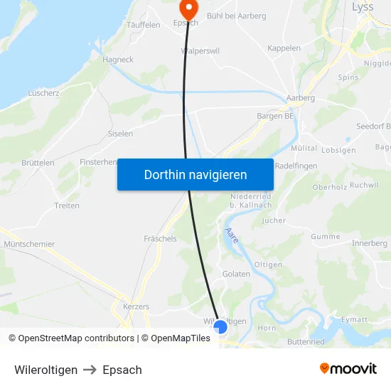 Wileroltigen to Epsach map