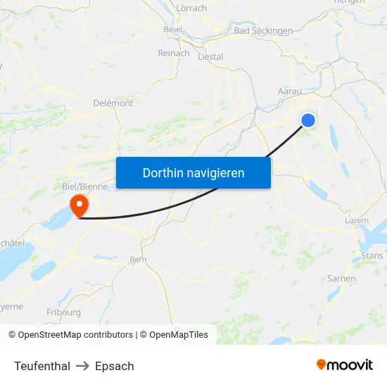 Teufenthal to Epsach map