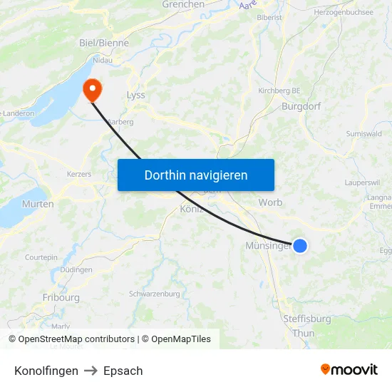 Konolfingen to Epsach map